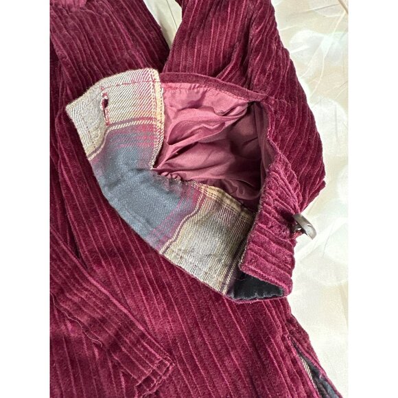 vintage QVC Denim & Co. Plum Corduroy Womens Small Zip Jacket Leather collar - Picture 8 of 13